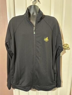 Landshark Lager Full Zip Jacket Mens XXL Black Embroidered Nylon Cotton Lycra